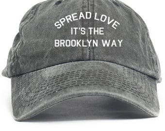 Spread Love It's A Brooklyn Way Dad Hat Adjustable Baseball Cap New - Black Denim