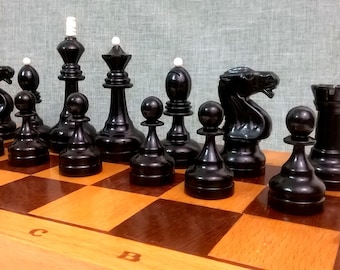 Soviet vintage wooden chess, tournament, weighted.