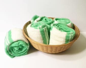 Knee socks green Socks Striped Socks New Old Stock 1980s Terrycloth socks Sports socks Womens socks One Athletic socks size
