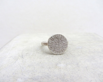 Round textured Sterling Silver Ring, Handmade sterling silver ring- size 6