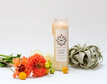 CLEAR MIND Mantra Candle - Sweet Spearmint - 16 oz - all natural, eco-friendly 100% soy wax candle
