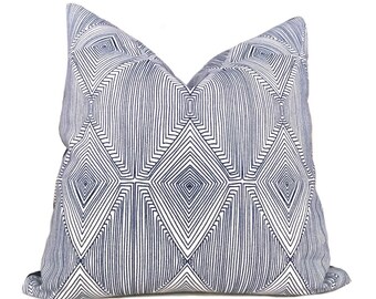 Nate Berkus Navy Blue White Geometric Diamond Pattern Pillow Cover