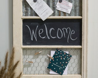 Reclaimed Vintage Window Chalkboard Magnet Message Board