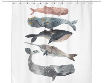 Watercolour Whales Shower Curtain