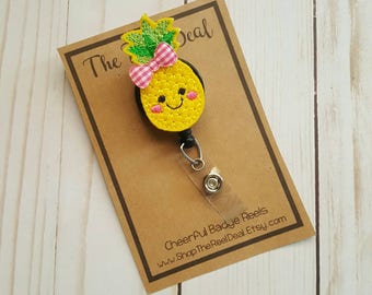 Pineapple Badge Reel, Badge Reel, Feltie Badge Reel, Nurse Badge Reel, RN Badge Reel, Interchangeable Badge Reel, ID Badge Reel