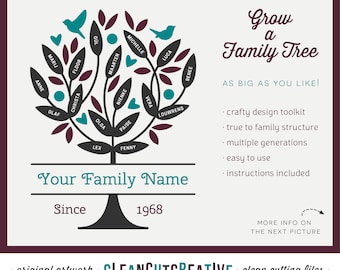 SVG Family Tree svg grandparents svg wedding anniversary svg diy genealogy offspring - Cricut & Silhouette Studio - commercial use cutfiles