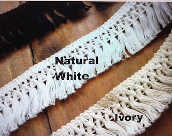 1.5" Soft Cotton Fringe, Black white ivory, Cotton Tassel Fringe, cotton tassel fringe #OR01