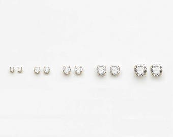 14k Solid White or Yellow Gold Cubic Zirconia Round Stud Baby Girls Children Screwback Earrings
