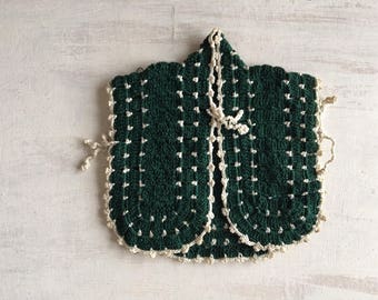 Vintage Green Crochet Little Jacket Potholder