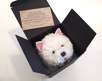 Westie West Highland Terrier Dog Handmade with British Wool Pom Pom Pets by SusieDDesigns Collectable Animal Gifts