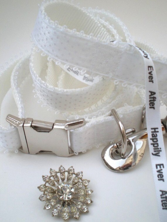 Wedding Dog Collar and Leash Ensemble Wedding Collar Set