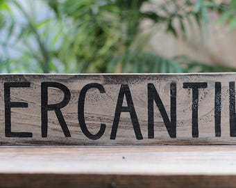 Mercantile Sign, Farmhouse Kitchen Decor, Reclaimed Wood Sign, Hand Lettered Wooden Sign, Primitive Wall Decor, Antique Advertising Decor