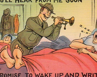 VINTAGE POSTCARD, war-time comic linen, SALE ! collected by junqueTrunque