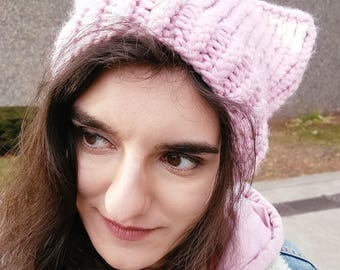 Revolutionary Beanie/ Pussyhat Handknit Cat Hat Pussy Hat Handmade Hat