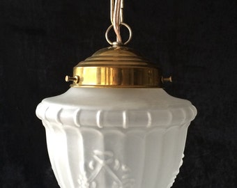 Original vintage frosted glass pendant