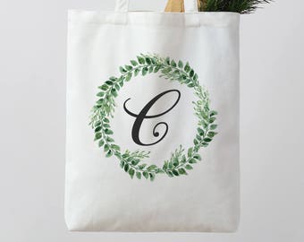 Bridesmaid Tote Bag Personalized Wedding Tote Bag Floral Tote Bag white beige Tote Bag monogrammed bag Canvas Tote Custom Tote bag