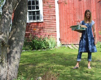 No Ties Apron in Navy Blue Denim