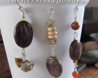 Mix and Match Asymmetrical Wholeness Brecciated Jasper Earrings by Cornerstoregoddess