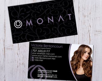 Monat Business Cards - Personalized Picture with Purple Pattern - Durable 16pt - Rich Matte Finish -PRINTED and SHIPPED directly to YOU!