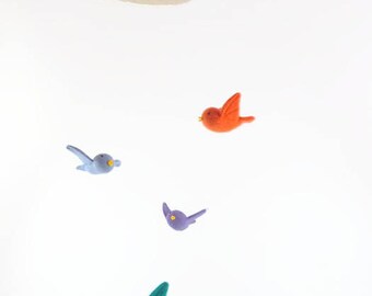 bird mobile, nursery mobile, woodland nursery, baby mobile, crib mobile, cloud mobile,