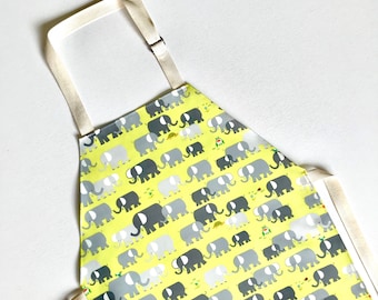 Organic Cotton Elephant Citrus Lime Green Laminated Children's Apron