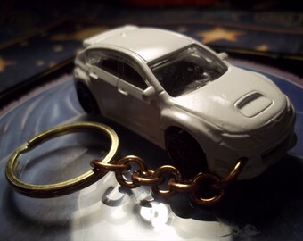 custom made keychain,2008 to 2012 suburu wrx-sti,gloss white w/black mags/hand made chain and jumprings-repaint-mint