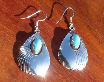 Sterling Silver and Turquoise Concho Earrings