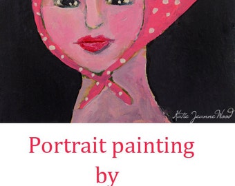 Acrylic Portrait Painting. Mixed Media Collage Art. Small Painting. Apartment Warming Gift. Home Wall Art