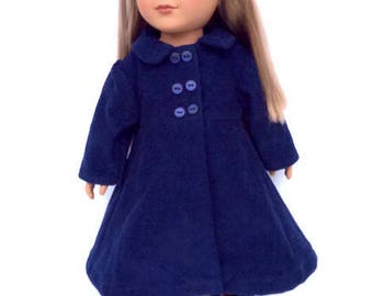 Doll Clothes, Navy Blue Doll Coat, Corduroy Doll Coat, Winter Doll Clothes, fits 18 Inch Dolls