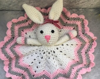 Crochet amigurumi bunny rabbit lovey comforter blanket LILLY
