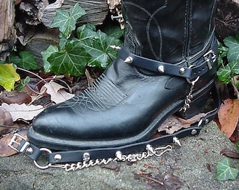 Western/Biker Boots BOOT CHAINS Black Leather W Spikes
