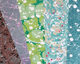 5 Hand Marbled Papers 50cm x 75cm