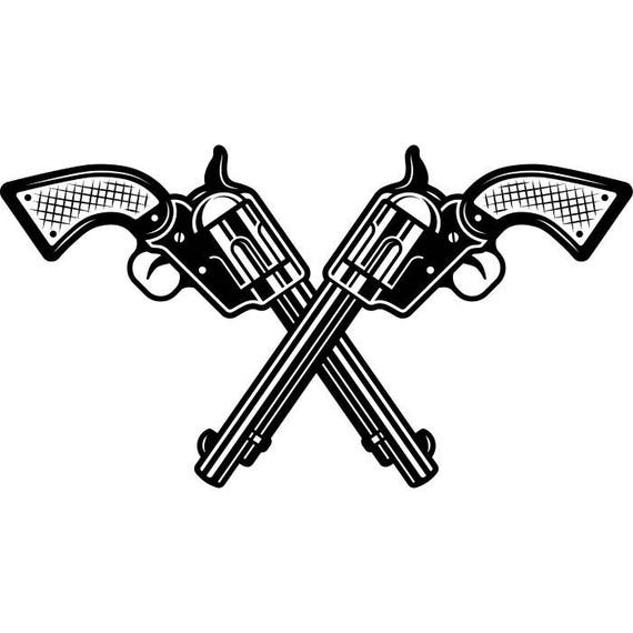 Cowboy Logo 1 Guns Crossed Weapon Pistol Revolver Western