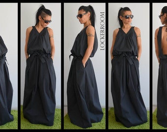 Black Maxi Dress, Summer Dress, Day Dress, Wedding Guest dress, Maxi Dress, Long Dress, Backless Dress, Cotton Dress, Women Kaftan