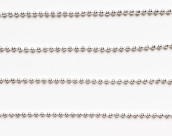 Silver, bronze or gold ball chain 1,5mm (1 metre)