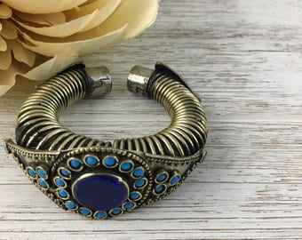 Vintage Style Kuchi Cuff Bracelet - Statement Bracelet - Afghan Aqeeq Cuff bracelet - bohemian jewelry - afghan jewelry - afghan bracelet