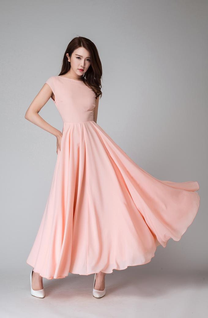 Pink long dress Maxi dress maxi prom dress V neck dress