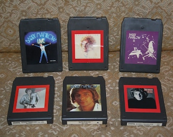 Vintage 1970s 1980s Barry Manilow Six 8-Track Tapes! Live! One Voice, Barry, Barry Manilow II, If I Should Love Again, This One's For You