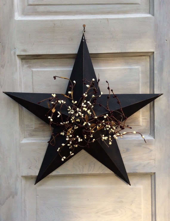 Rustic Star with Pip Berries Country Star Decor Metal Star