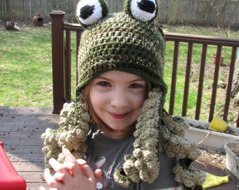 Olive green octopus hat