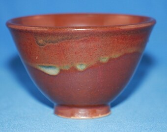Rustic Brown Red Mini Ceramic Tea or Sake Cup, Unique Dips Serving Bowl, Yunomi, Guinomi, Modern Home Decor