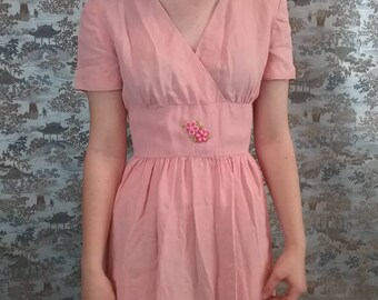 Vintage 70s pastel pink babydoll dress