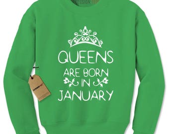 Queens Are Born In January Adult Crewneck Sweatshirt