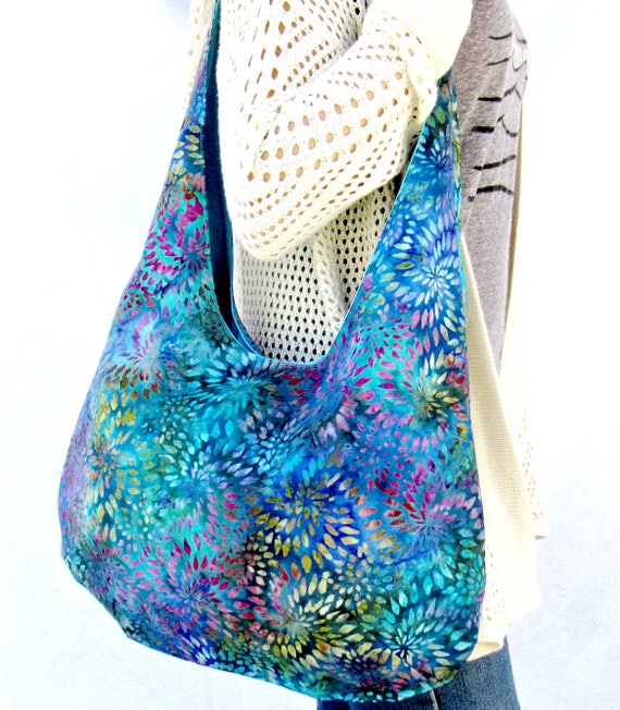 Hobo Bag Purse Batik Fabric Tote Bag Over The Shoulder Bag