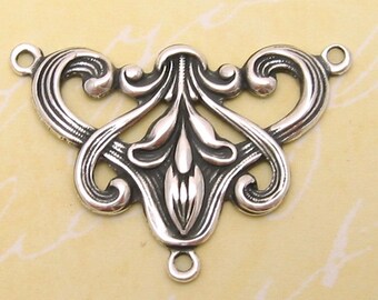 Art Nouveau Connector, Antique Silver, Trinity Brass, AS63-2