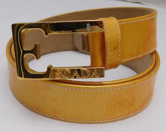 Vintage Escada Spell-out Logo Buckle Belt 30