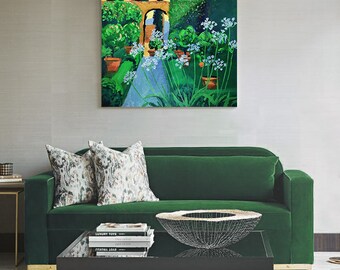 Italian Garden, Original oil painting in Canvas, Large Painting