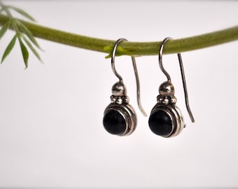 Vintage Silver Earrings with Onyx