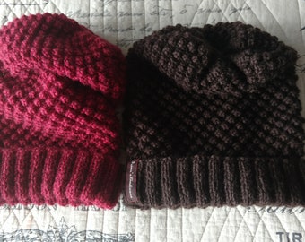 Hand knitted slouchy beanie