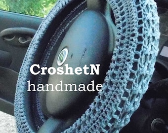 Gray Car Accessories Car Gifts Crochet Wheel Cover Car Decor Wheel Cover for car Steering wheel cozy Wheel cover Steering wheel cover H18054
